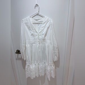 SHEIN White Lace Long Sleeve Dress